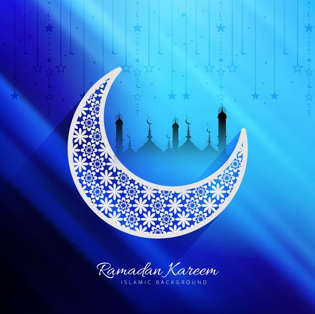 Diseño azul brilloso para ramadán kareem