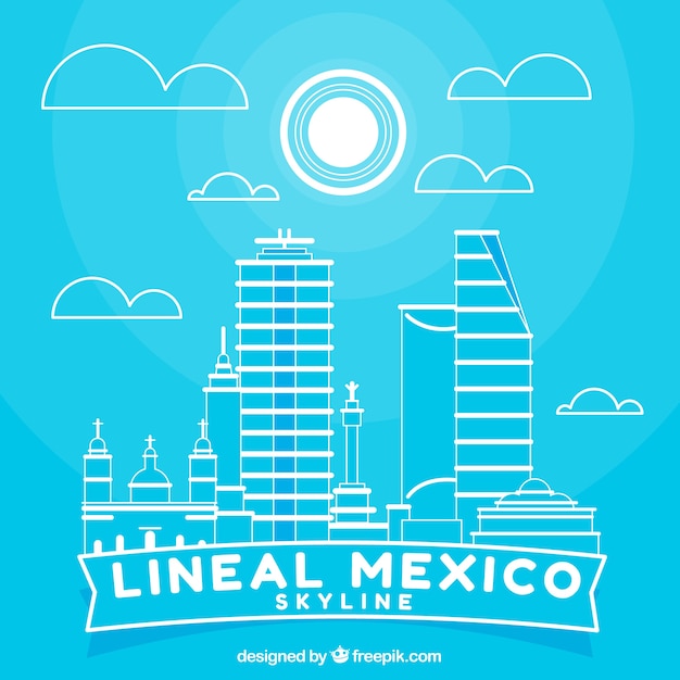 Vector gratuito diseño azul linear de la skyline de mexico