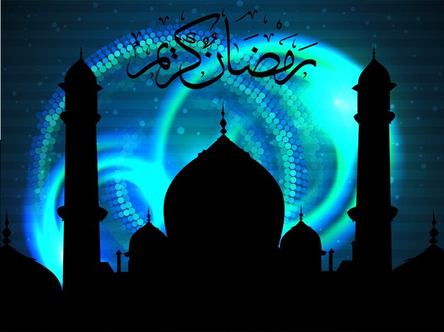 Diseño azul oscuro de ramadán kareem
