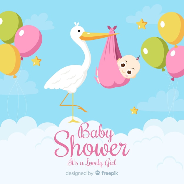 Vector gratuito diseño de baby shower en estilo flat