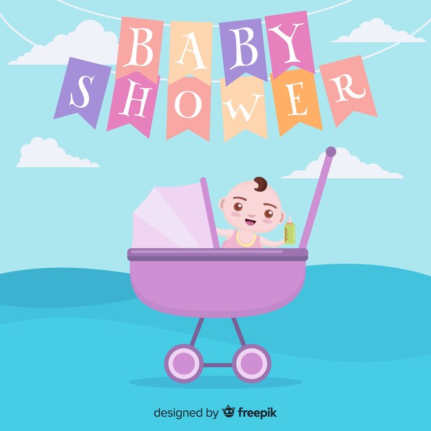 Diseño de baby shower en estilo flat
