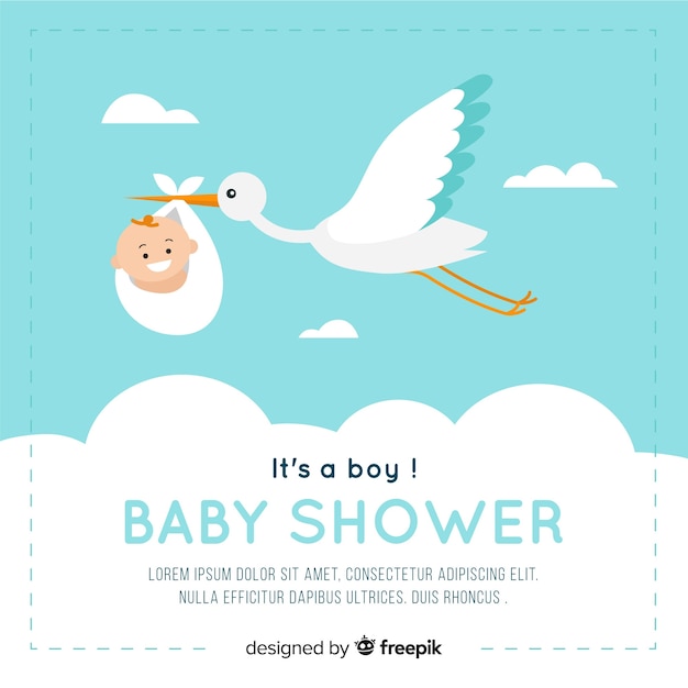 Vector gratuito diseño de baby shower en estilo flat