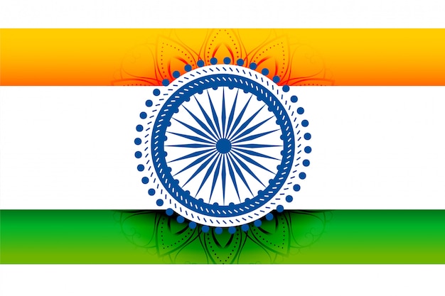 Diseño de bandera india tricolor con chakra decorativo