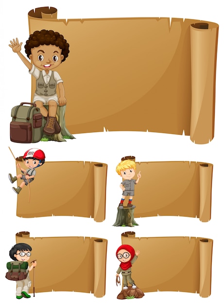 Diseño de la bandera con las muchachas y los muchachos