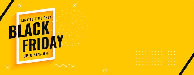 Diseño de banner amarillo de venta de viernes negro de estilo minimalista