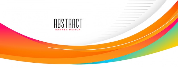 Diseño de banner ancho de forma naranja abstracta ondulada