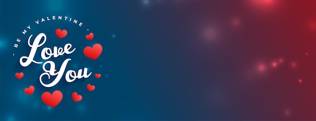 Diseño de banner ancho de mensaje de amor de san valentín