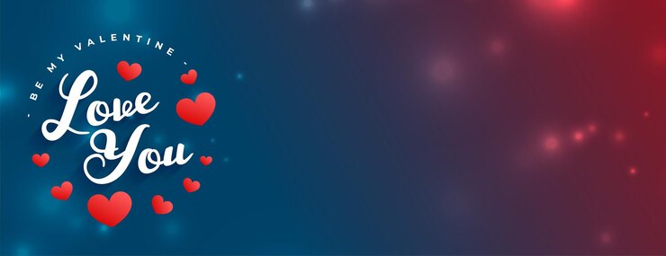 Vector gratuito diseño de banner ancho de mensaje de amor de san valentín