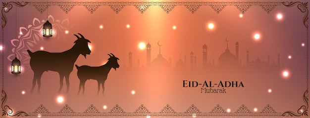 Diseño de banner artístico islámico Eid Al Adha mubarak