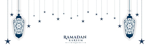 Diseño de banner blanco islámico decorativo ramadan kareem