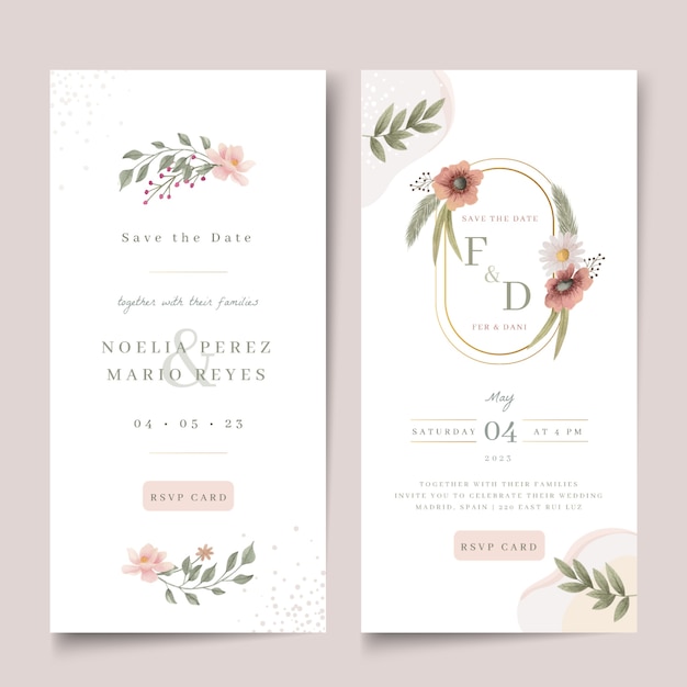 Vector gratuito diseño de banner de boda floral acuarela