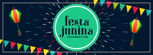 Diseño de banner de celebración de festa junina de estilo plano