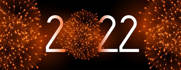 Diseño de banner de celebración de fuegos artificiales de año nuevo 2022