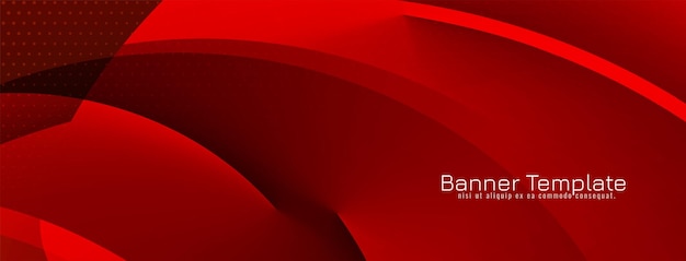 Diseño de banner de color rojo estilo onda elegante moderno