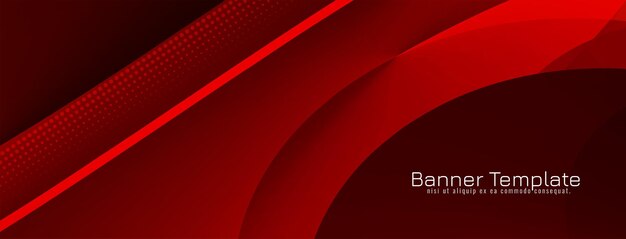 Diseño de banner de color rojo estilo onda elegante moderno