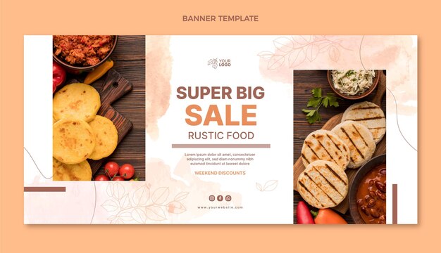 Diseño de banner de comida plana