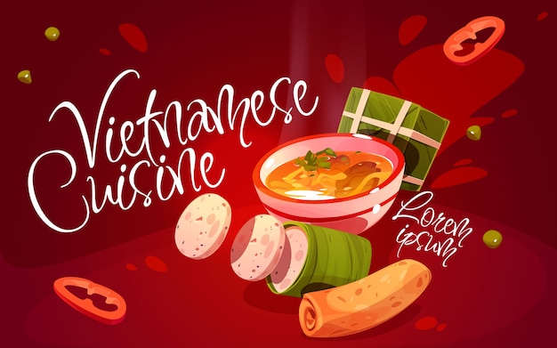 Diseño de banner de comida vietnamita