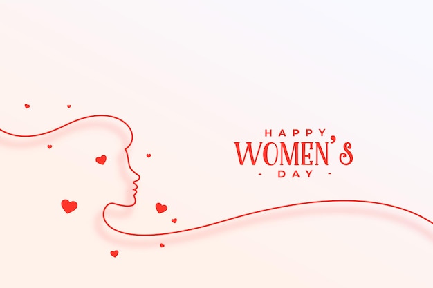 Diseño de banner de corazones de día de mujer de estilo de línea