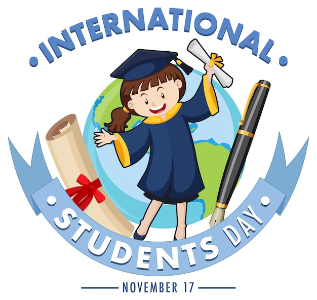 Vector gratuito diseño de banner del día internacional del estudiante