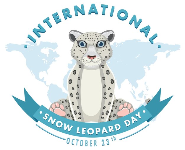 Diseño de banner del día internacional del leopardo de las nieves