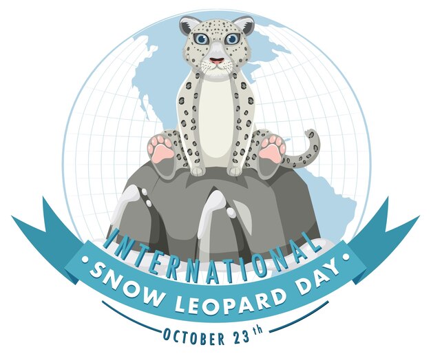 Diseño de banner del día internacional del leopardo de las nieves