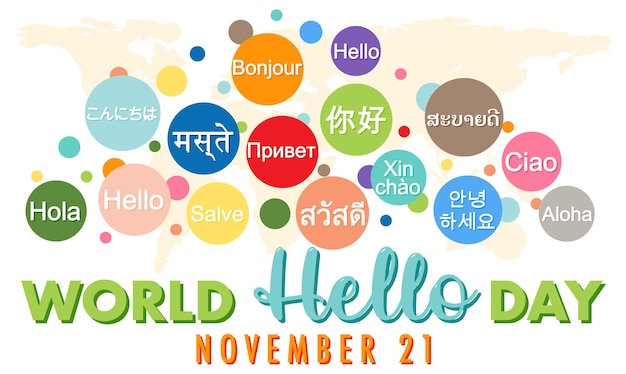 Diseño de banner del día mundial hola