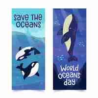 Vector gratuito diseño de banner del día mundial de los océanos