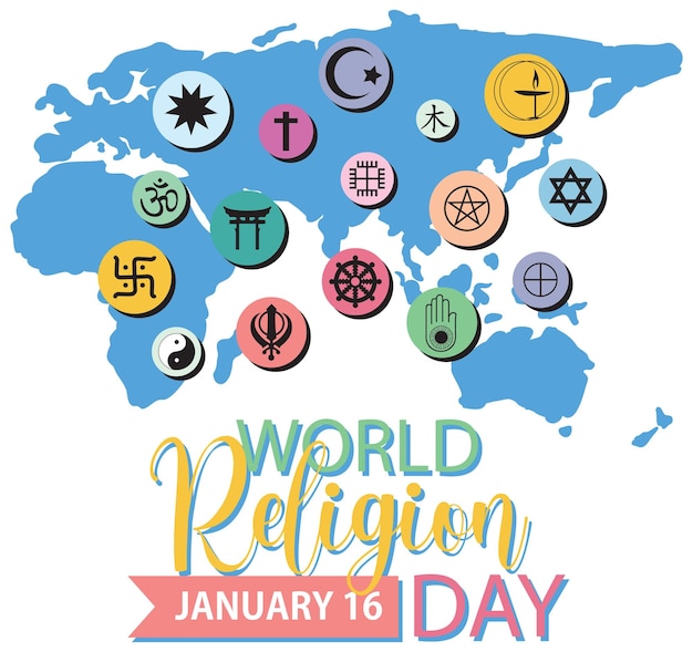 Vector gratuito diseño de banner del día mundial de la religión