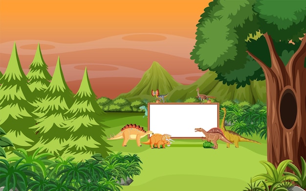 Diseño de banner con dinosaurios.