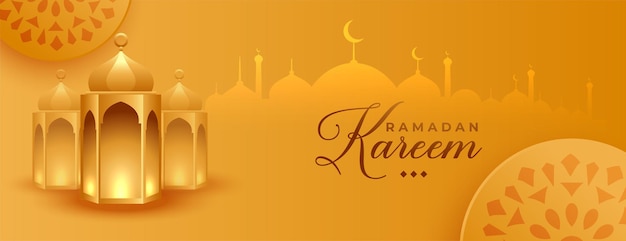 Diseño de banner dorado islámico de ramadan kareem