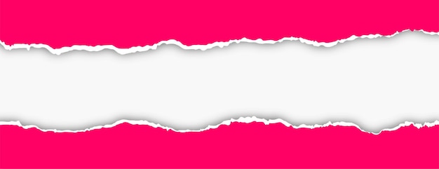 Diseño de banner de efecto de papel rasgado rosa