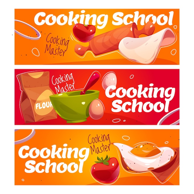 Diseño de banner de escuela de cocina