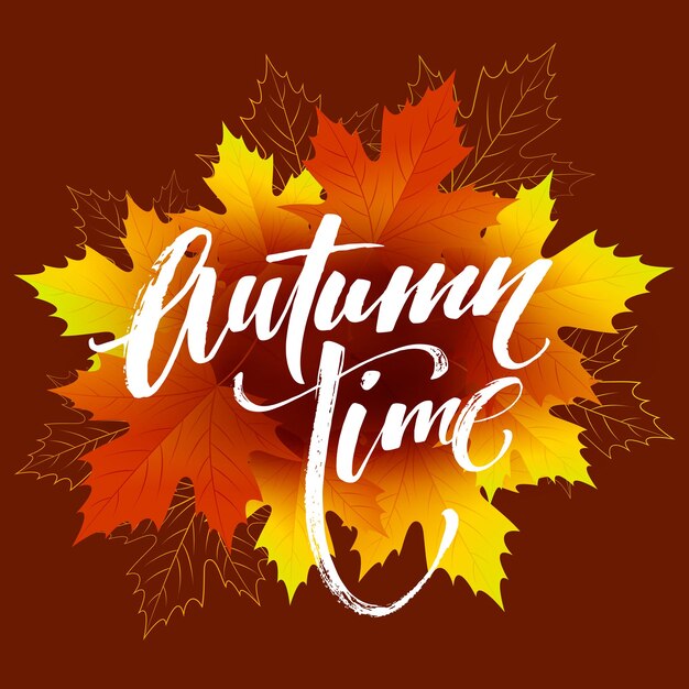 Diseño de banner estacional de tiempo de otoño. Caída de la hoja. Ilustración de vector EPS10