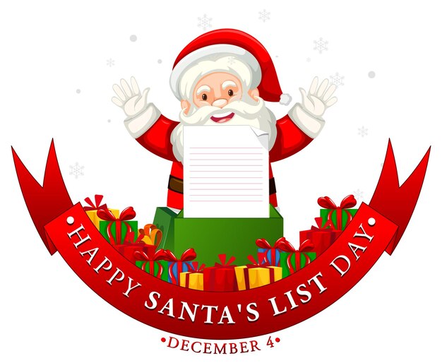 Diseño de banner de feliz día de la lista de Papá Noel