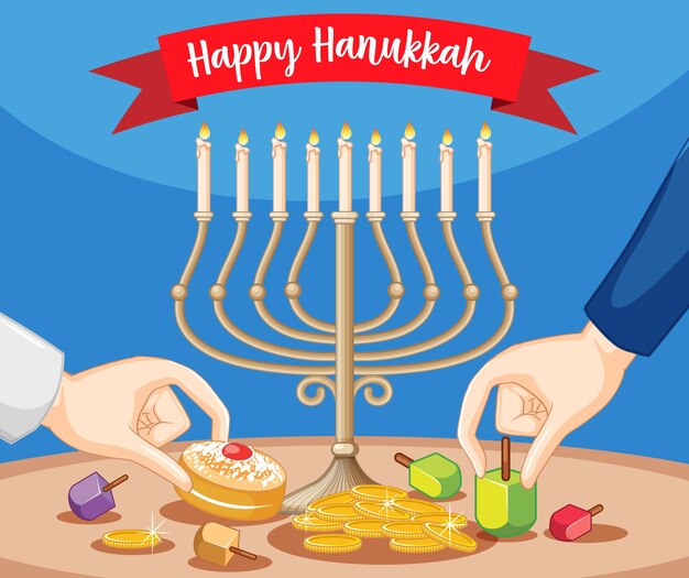 Vector gratuito diseño de banner feliz hanukkah