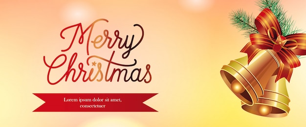 Diseño de banner de feliz Navidad. Jingles de oro