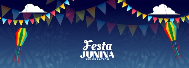 Diseño de banner de festival azul alegre festa junina