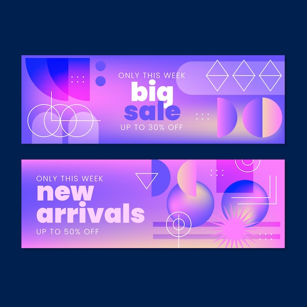 Diseño de banner de formas abstractas degradadas