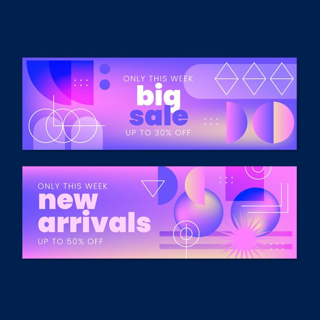 Diseño de banner de formas abstractas degradadas