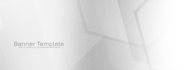 Diseño de banner geométrico de color blanco brillante futurista