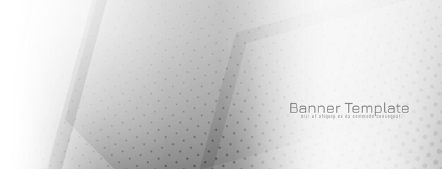 Diseño de banner geométrico de formas hexagonales de color blanco brillante y elegante