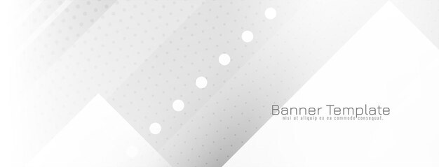 Diseño de banner geométrico de rayas de color blanco brillante y moderno