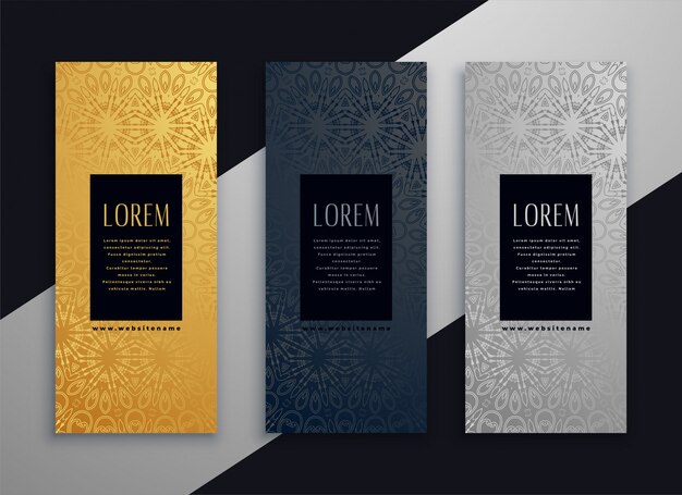 Diseño de banner hermoso vertical de lujo