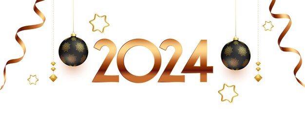 diseño de banner de invitación decorativo para la fiesta de año nuevo de 2024 vector