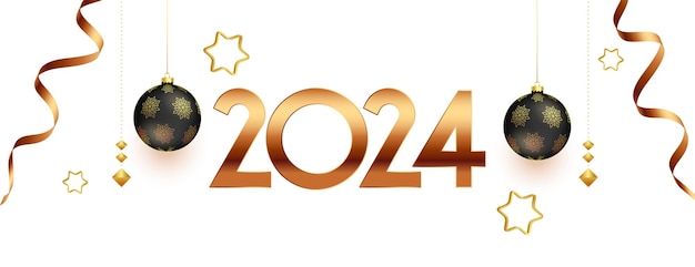diseño de banner de invitación decorativo para la fiesta de año nuevo de 2024 vector