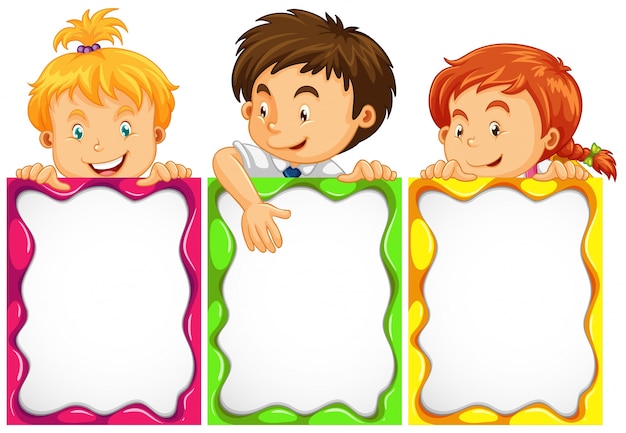 Vector gratuito diseño de banner con lindos niños