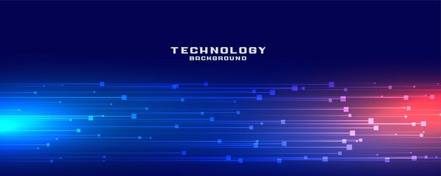Diseño de banner de líneas de tecnología dinámica.