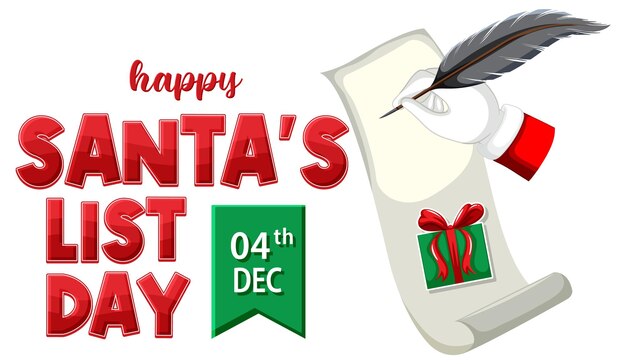 Diseño de banner de lista de Papá Noel feliz