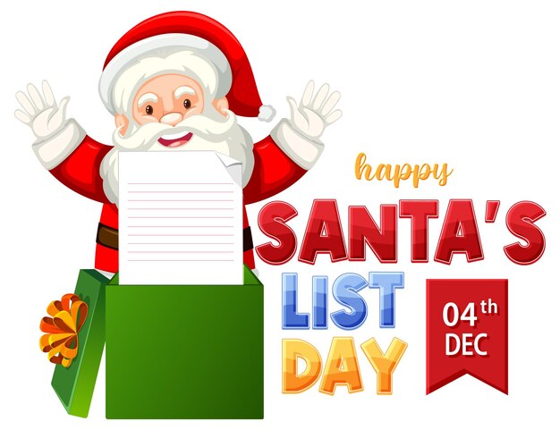 Diseño de banner de lista de Papá Noel feliz