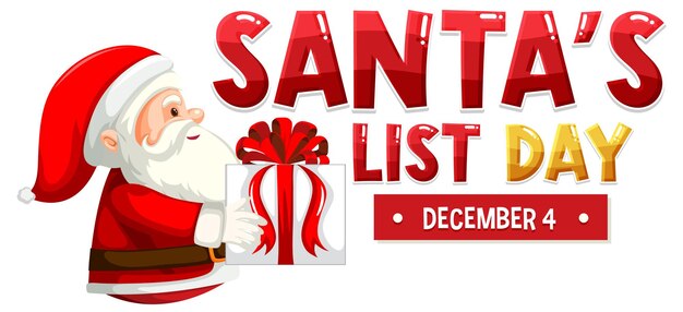 Diseño de banner de lista de Papá Noel feliz